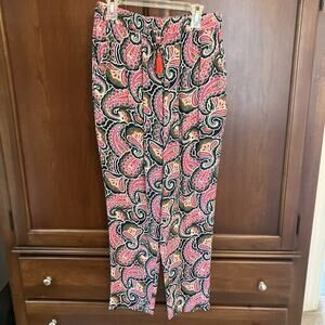 Boden Womens Paisley‎ Print Tassel Elastic Waist Pants US 4R Boho Festival